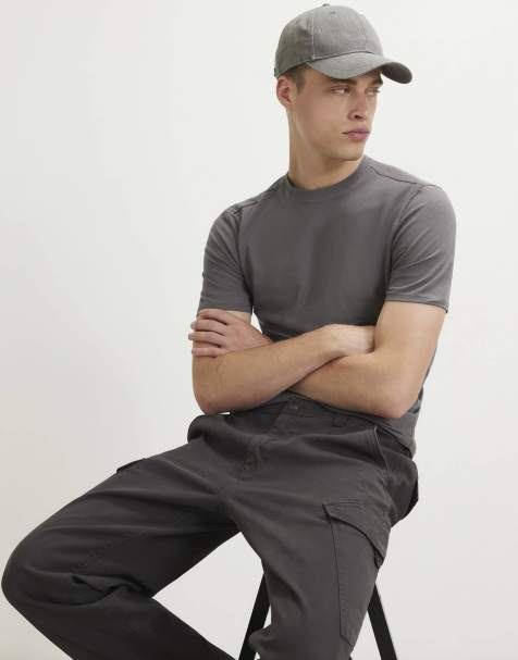 River Island Muscle fit cotton blend stretch t-shirt in grey - view 1