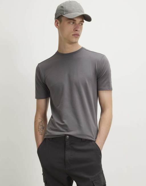 River Island Muscle fit cotton blend stretch t-shirt in grey , 2 of 4