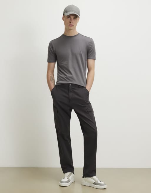 River Island Muscle fit cotton blend stretch t-shirt in grey , 3 of 4