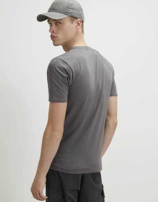 River Island Muscle fit cotton blend stretch t-shirt in grey , 4 of 4