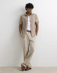 River Island Muscle fit cotton ottoman shirt in stone