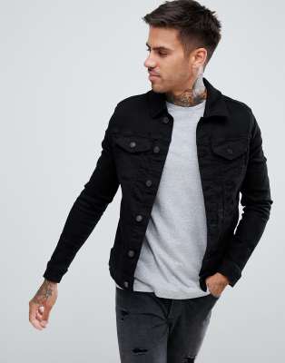 river island muscle asos wash denim jacket