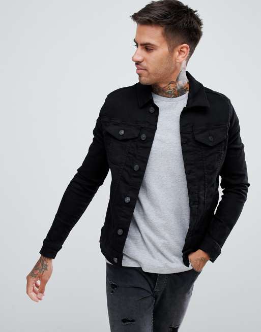 Muscle fit denim on sale jacket