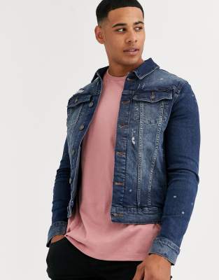 muscle fit denim jacket