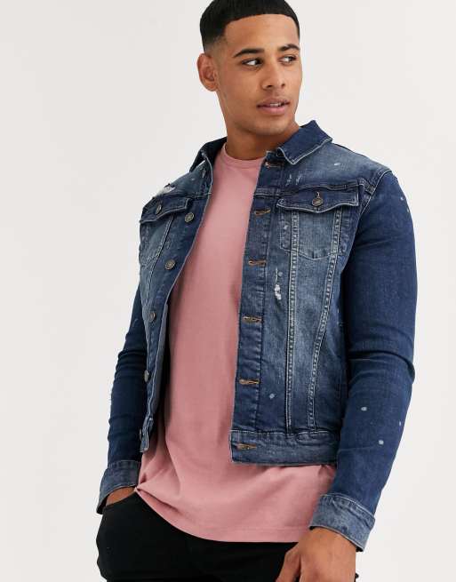 Denim jacket deals muscle fit