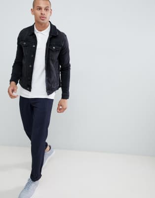 black muscle fit denim jacket