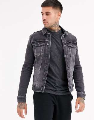 muskel verwaschenem jeansjacke jeansjacka