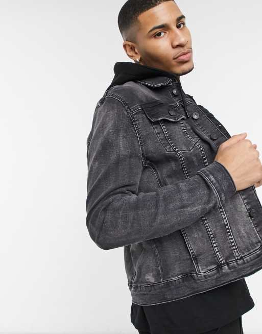 Mens river island denim on sale jacket