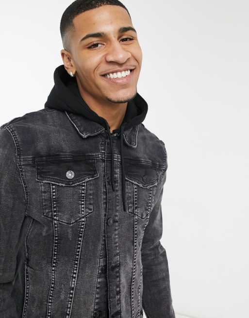 River island mens store black denim jacket