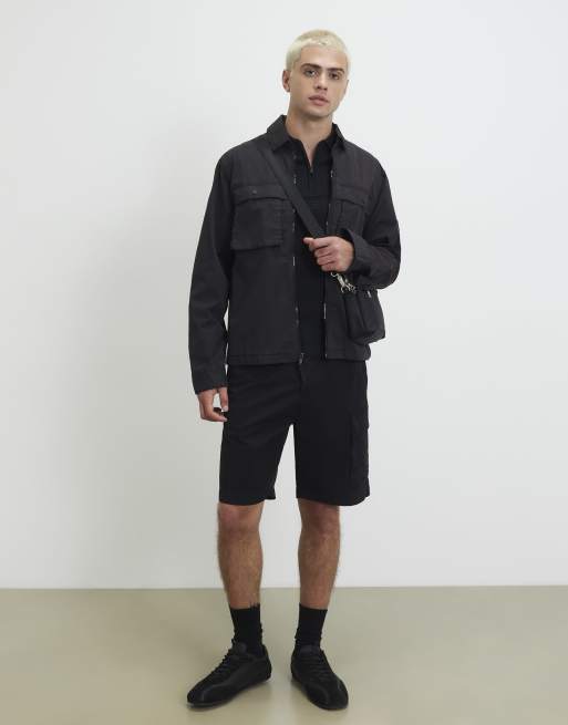 River Island Muscle fit hexogen textured polo shirt in black, 3 of 4