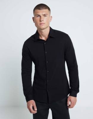 River Island Muscle fit jersey shirts in black