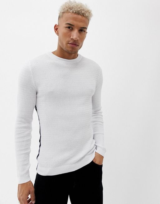 River Island muscle fit jumper in white | ASOS
