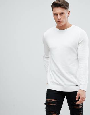 white muscle fit jumper