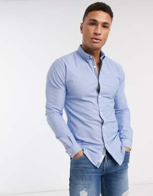 light blue muscle fit shirt