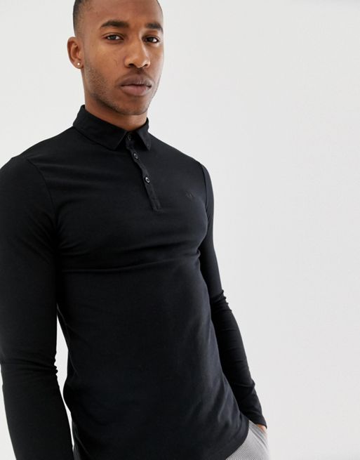 River Island muscle fit polo in black | ASOS