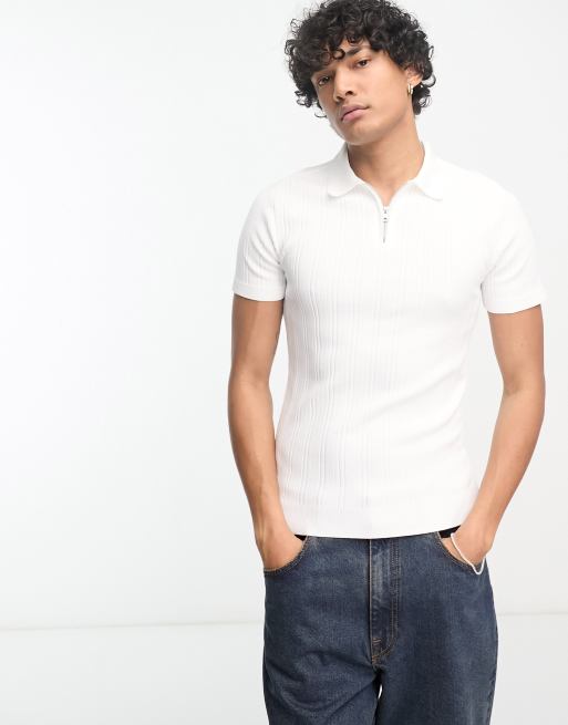 river island white muscle fit shirt