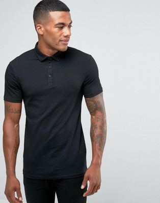 River Island Muscle Fit Polo Shirt In Black | ASOS