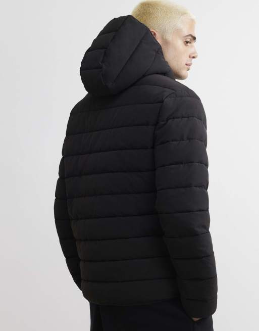 River Island Muscle fit puffer jacket in black, 4 of 4
