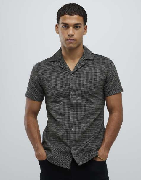 River Island Muscle fit pupstooth shirt in brown - view 1