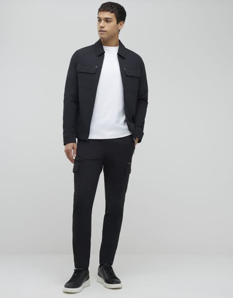 River Island Muscle fit shacket in black - view 1