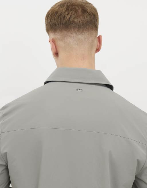 River Island Muscle fit shacket in grey, 3 of 4