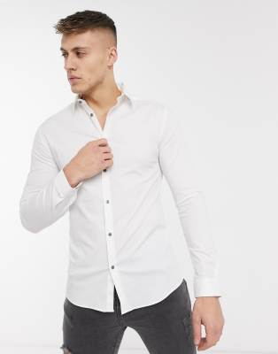 river island white muscle fit shirt