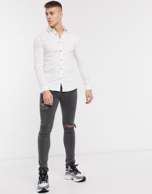 river island white muscle fit shirt