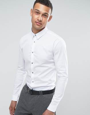 mens white muscle fit shirt