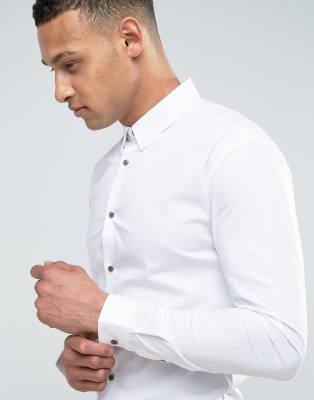 river island white muscle fit shirt