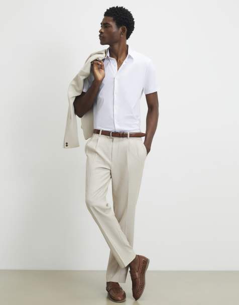 River Island Muscle fit short sleeve shirt in white - view 1