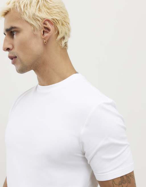 River Island Muscle fit stretch t-shirts 3 pack in white, 2 of 4