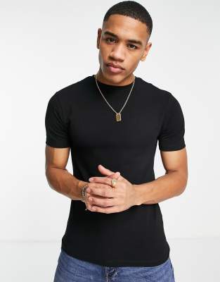 River Island muscle fit t-shirt in black | ASOS