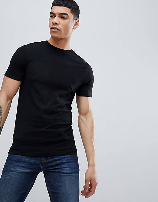 River Island muscle fit t-shirt in black | ASOS