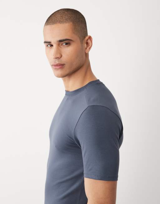River Island muscle fit t-shirt in dark blue, 4 of 5