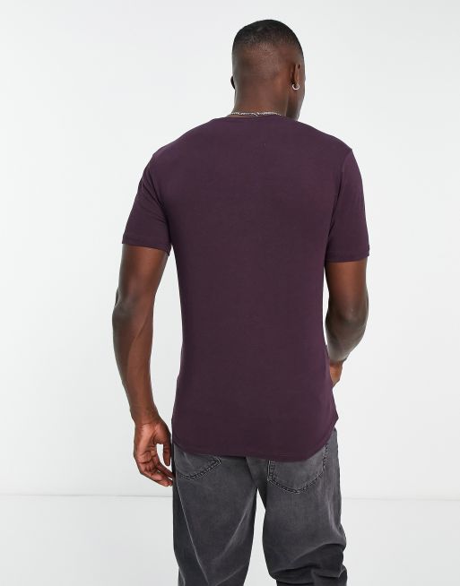 River Island muscle fit t-shirt in dark purple, 2 of 4
