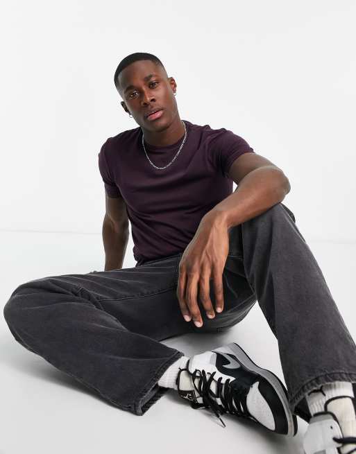 River Island muscle fit t-shirt in dark purple, 4 of 4