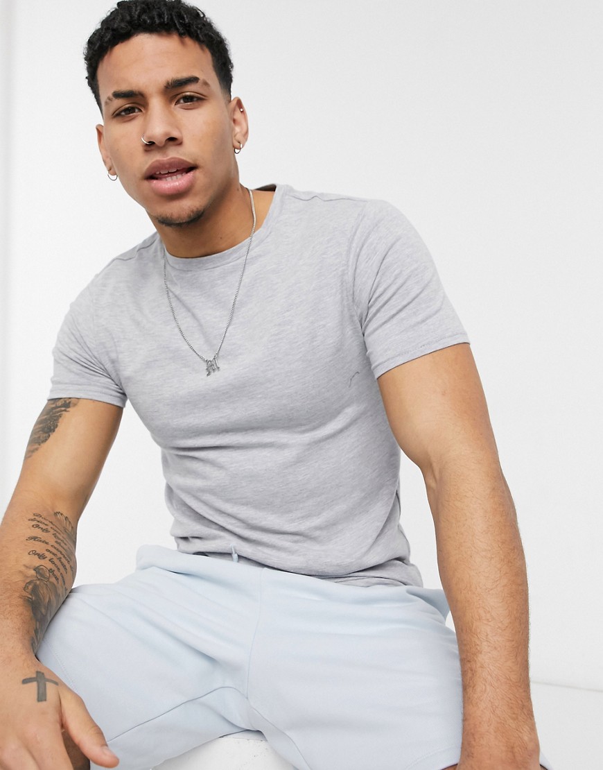 River Island muscle fit t-shirt in gray-Grey