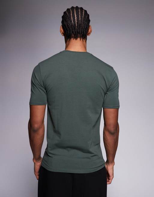 River Island muscle fit t-shirt in khaki, 3 of 5