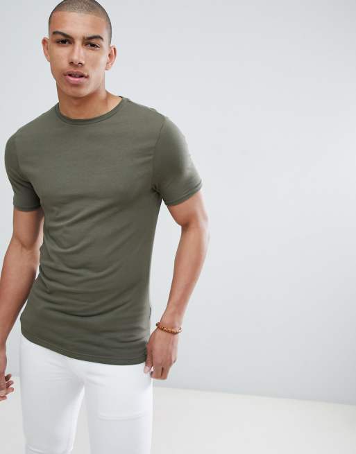 Khaki muscle sale fit t shirt