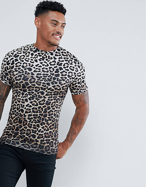 River Island muscle fit t-shirt in leopard print | ASOS