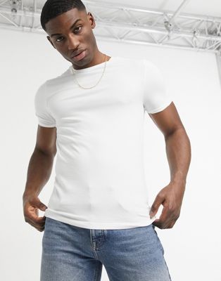 River Island muscle fit t-shirt in white - ASOS Price Checker