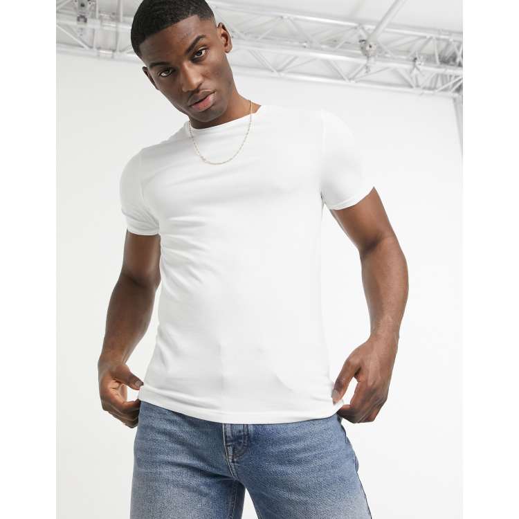 Plain white muscle on sale shirt