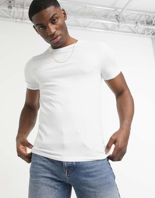 White Crew Neck Muscle Fit T-Shirt