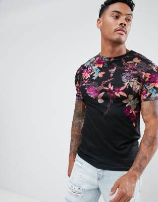 muscle fit floral shirt