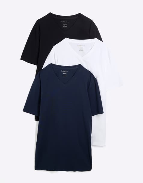 River Island Muscle Fit T-Shirts 3 Pack in multi - view 1