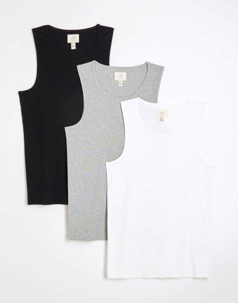 River Island Muscle Fit T-Shirts 3 Pack in multi - view 1