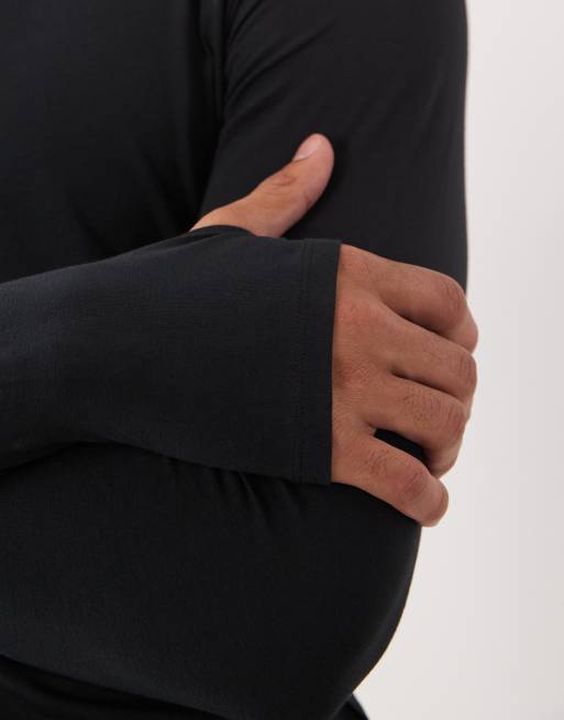 River Island muscle fit technical long sleeve t-shirt in black, 3 of 5