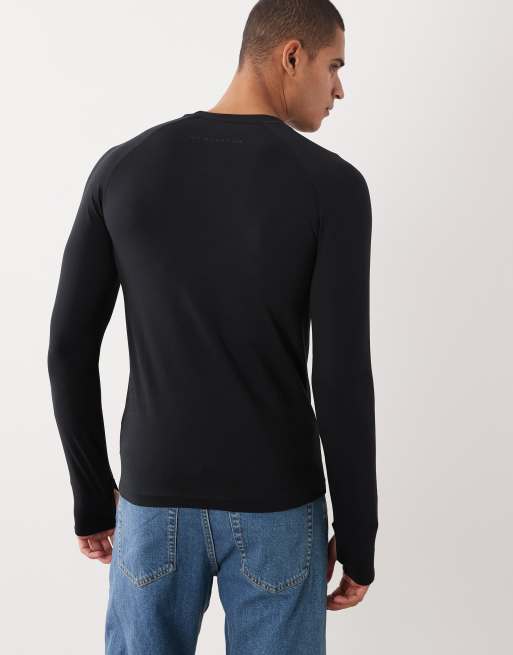 River Island muscle fit technical long sleeve t-shirt in black, 5 of 5