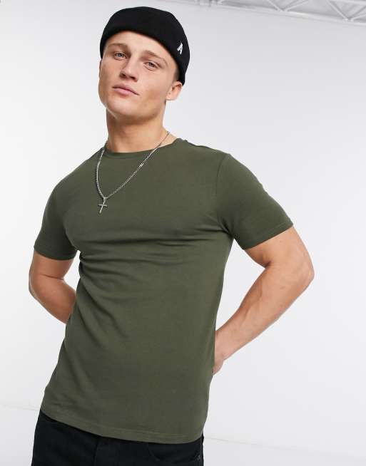 khaki muscle fit t shirt