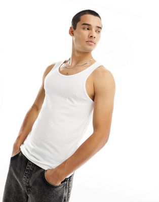 River Island muscle fit vest in white - ASOS Price Checker